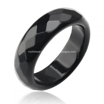 Natürliche 6MM schwarze Onyx-Achat-Edelstein-Facettenringe